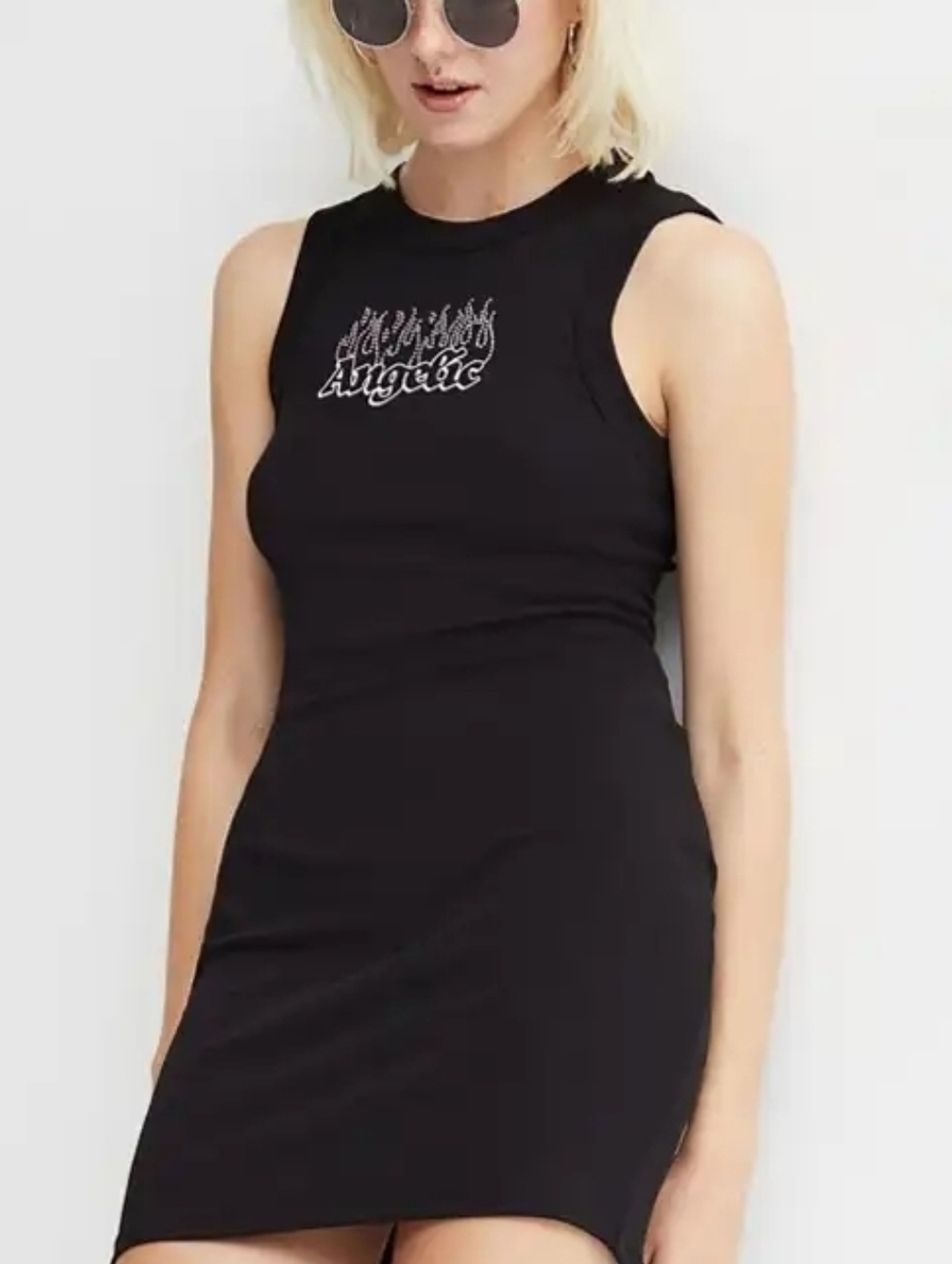 Y2K Angelic Rhinestone Tank Dress H&M Divided Grunge Goth Bratz Mallgoth Mini